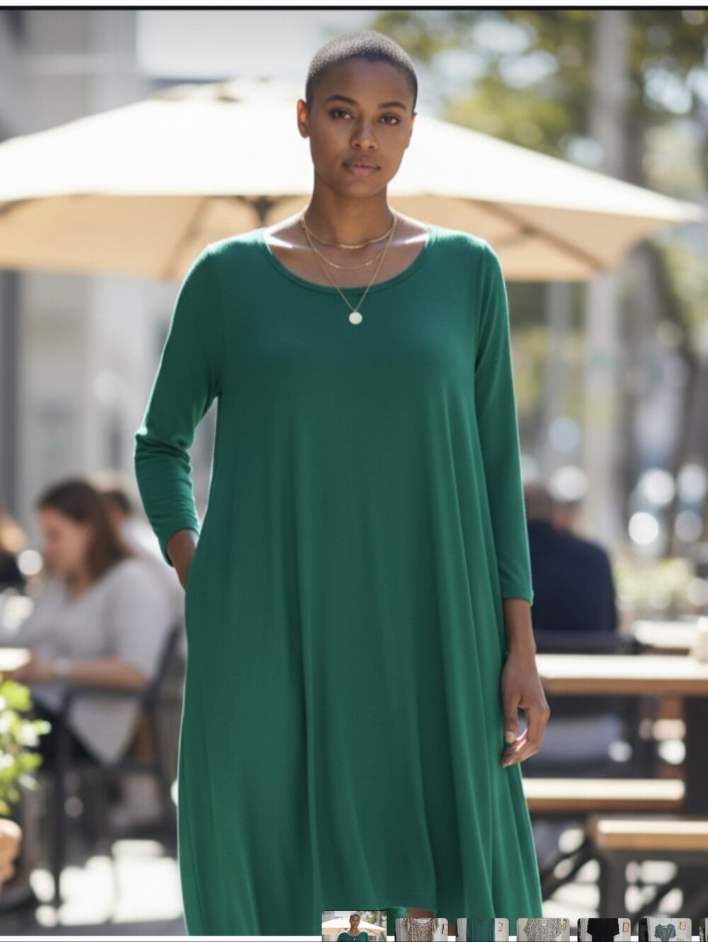 Belaroi Green Asymmetrical Scoop-Neck Dress- Lg
